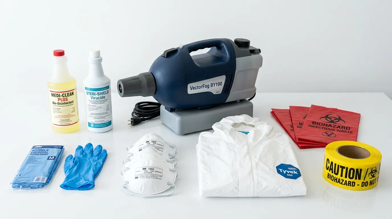 Professional biohazard remediation crew working in Racine